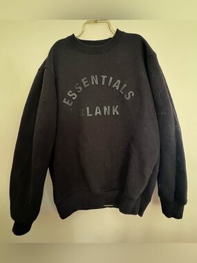 Blank Essentials Black Crewneck Sweatshirt Minimalist Streetwear XS